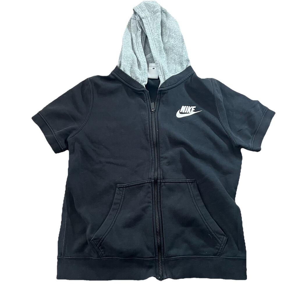 Nike Hoodie youth Lrg L Black Sportswear Club Short Sleeve Full Zip Sweatshirt